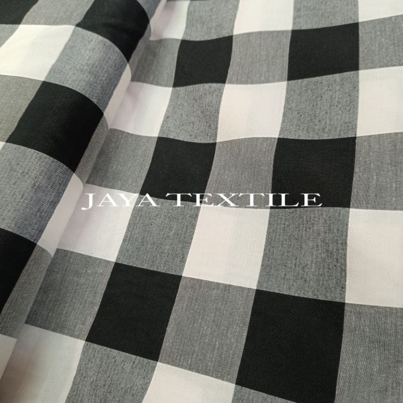 JAYA TEXTILE | KAIN KATUN KOTAK 5CM - Kain Katun Poleng 5cm / Kain Katun Kotak Hitam Putih 5cm