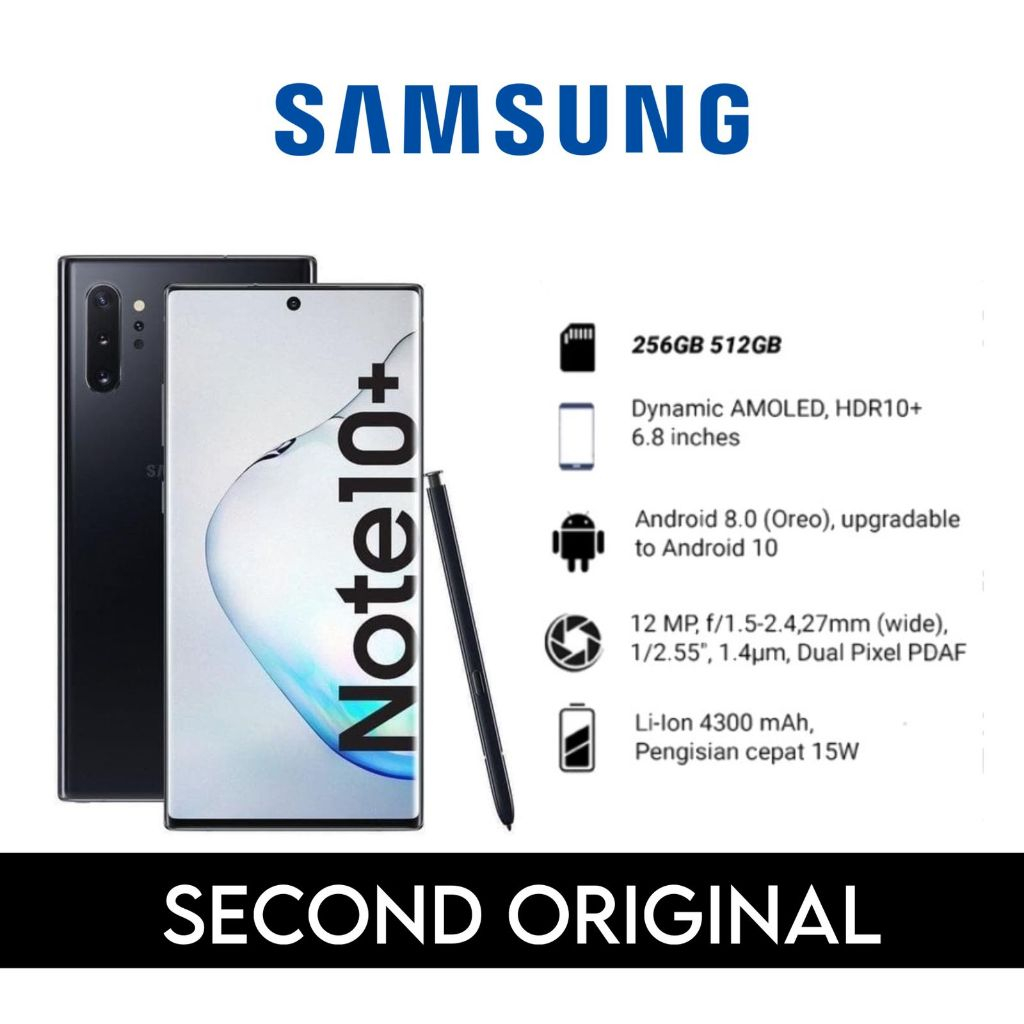 [Sinyal Permanen] Samsung Note10 Plus 5G - Handphone 5G Second Original 100% Like New - Single Sim