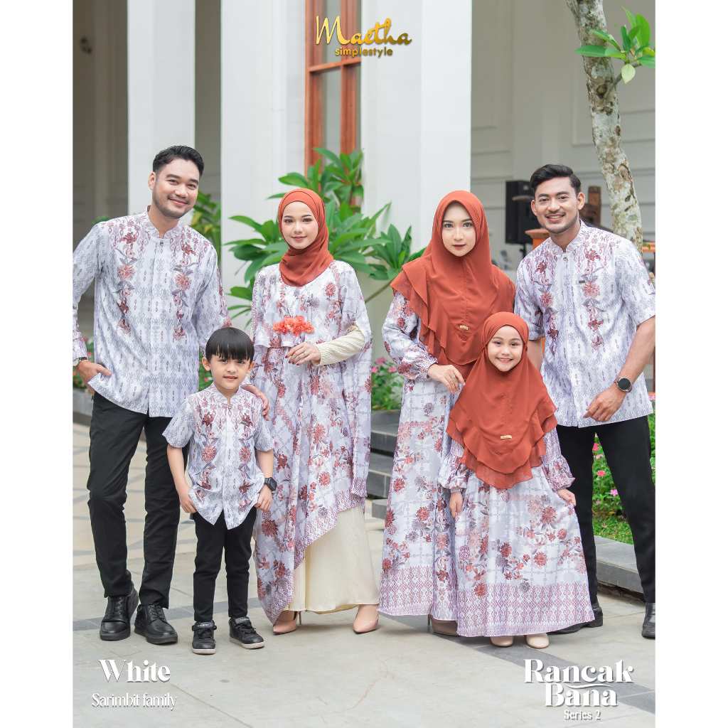 Maetha - Sarimbit Keluarga Lebaran / Family Set Raya / Gamis Koko Couple / Rancak Bana Series 2 Whit