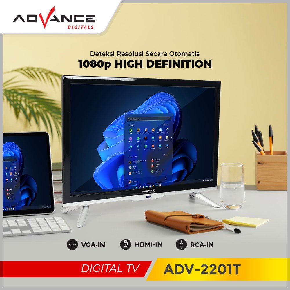 ADVANCE LED TV DIGITAL HD TV TVD ADV 2201 T / ADV-2201T / 2201T USB MOVIE 22 INCH 22" HDMI VGA GARAN