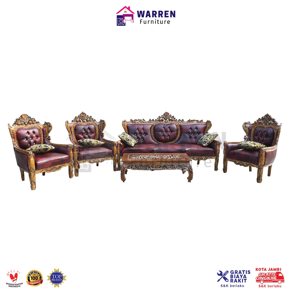 Kursi Tamu Kayu Jati Jepara + Meja Full Ukir - Romawi oval 3111 tk + mkk