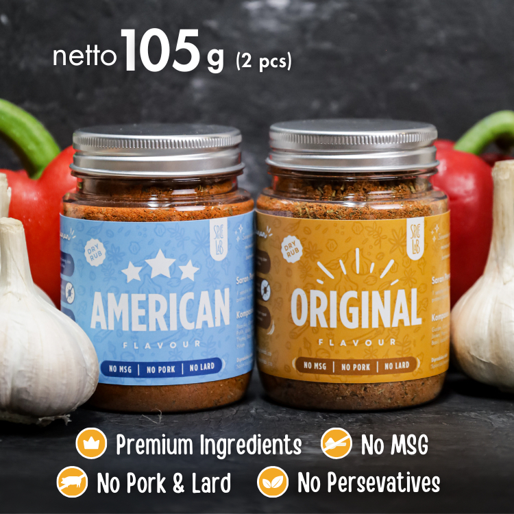 

Bundle American & Original Dry Rub SpiceLab | Bumbu Kering Serbaguna | Bumbu Rendah Kalori | Bumbu Marinasi NO MSG, No Pork, No Lard