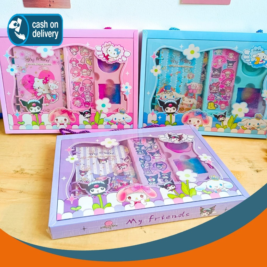 

PAKET BUKU JURNAL STICKER MEWAH SANRIO 7 IN 1 TZLH-S001 BUKU SPIRAL PEN STICKER PINSET SPATULA ALAT TULIS KANTOR SEKOLAH