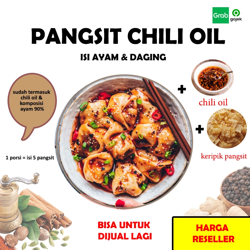 

Pabrik wontoon PORSIAN PANGSIT CHILI OIL AYAM REBUS / GORENG frozen food (INCLUDE CHILI OIL) Rasa bisa dibandingin pangsit lainnya yg banyak tepung.. komposisi ayam kita 90 persen lebih.. HARGA RESELLER GROSIR