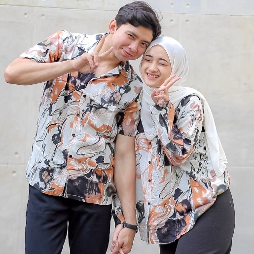 baju kemeja couple pasangan remaja casual kekinian kondangan lengan panjang oversize katun rayon vis