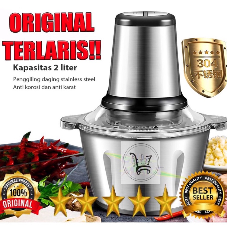 EVz BLENDER DAGING STAINLEES STEEL 2 LITER  BLANDER FOOD CHOPPER STAINLESS  MEAT GRINDER STAINLESS P