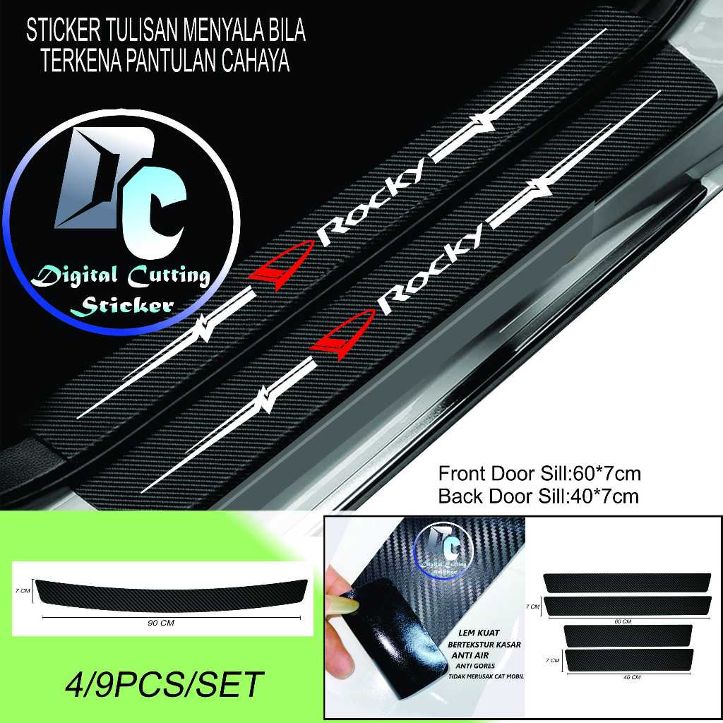 Stiker Pelindung Pintu Mobil Rocky 3D Door Sill Plate Guard Daihatsu Rocky Sticker Anti Gores Untuk 