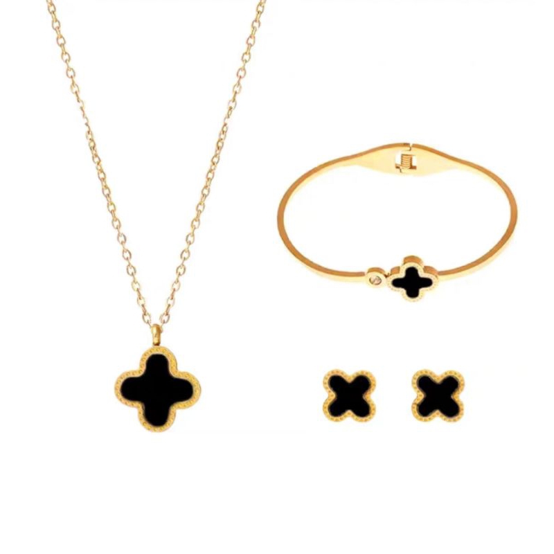 1 Set perhiasan kalung Titanium Wanita Trending Anti karat
