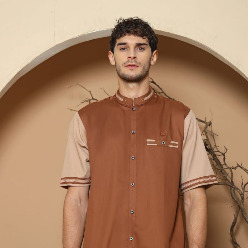 RECOMMENDED ADRIKNI BAJU KEMKO PRIA DEWASA LENGAN PENDEK FASHION MUSLIM WARNA SAGE