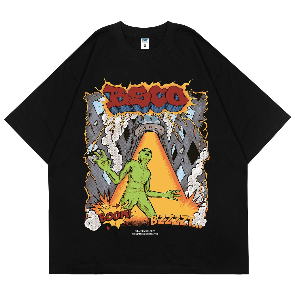 T-SHIRT | KAOS OVERSIZE | ALIEN COMIC | BLACK | BILLIONSTARS | BOOTLEG VINTAGE Baju Kaos