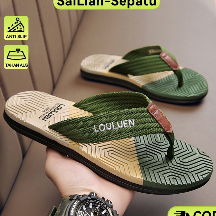 Super Jualan  sandal jepit pria dewasa kasual luar ruangan sandal sandal sol tebal anti slipsepatu K