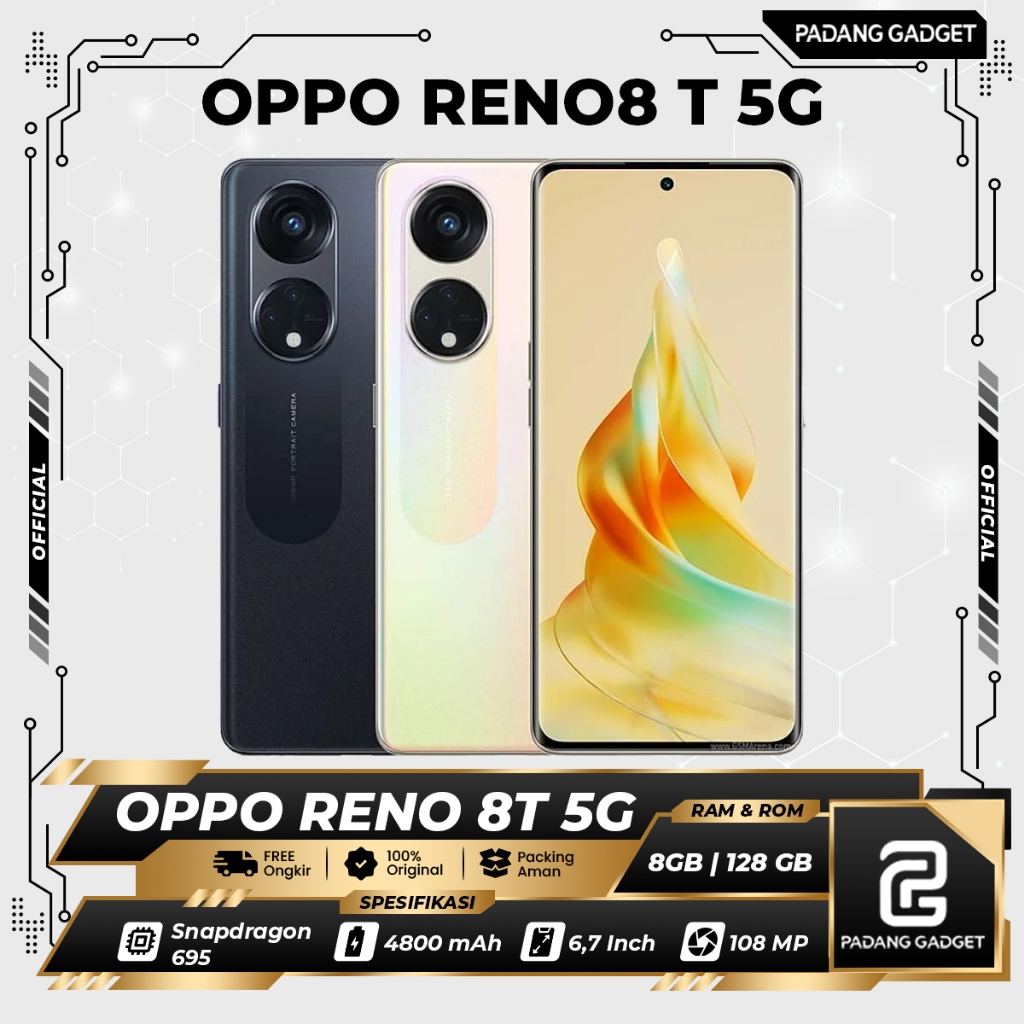 OPPO Reno8 T 5G Ram 8/128 GB Original Ram Extended Resmi Smartphone Hp Android Bersegel Garansi Resmi Oppo