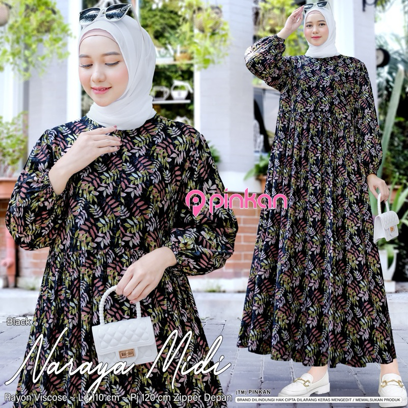[VICAN] TERBARU SALORA NARAYA MIDI HOMEY DRESS GAMIS RAYON POLKA BUSUI FASHION BUSANA MUSLIM MODERN 