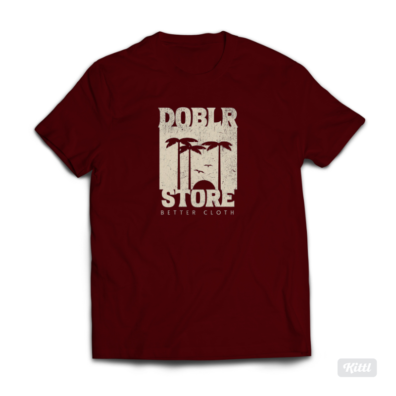 Kaos cotton combed 30s beach&surf 1 maroon local brand original