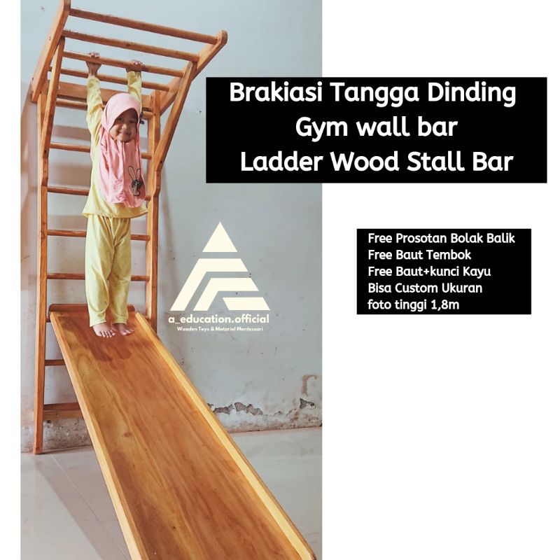 Brakiasi Tangga Tembok Dinding Gym Wall Bar  Ladder Wood Stall Bar