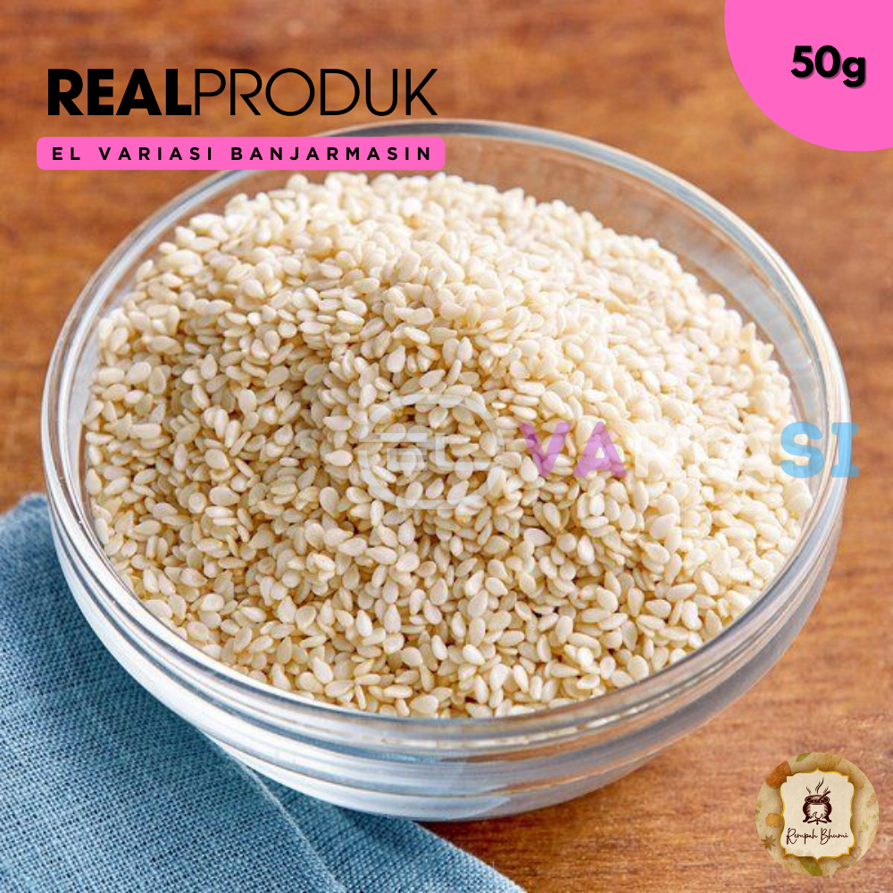 

50g || Biji Wijen Putih / White Sesame Seeds RAW / Biji Wijen Putih Mentah [Premium] By. EL Variasi