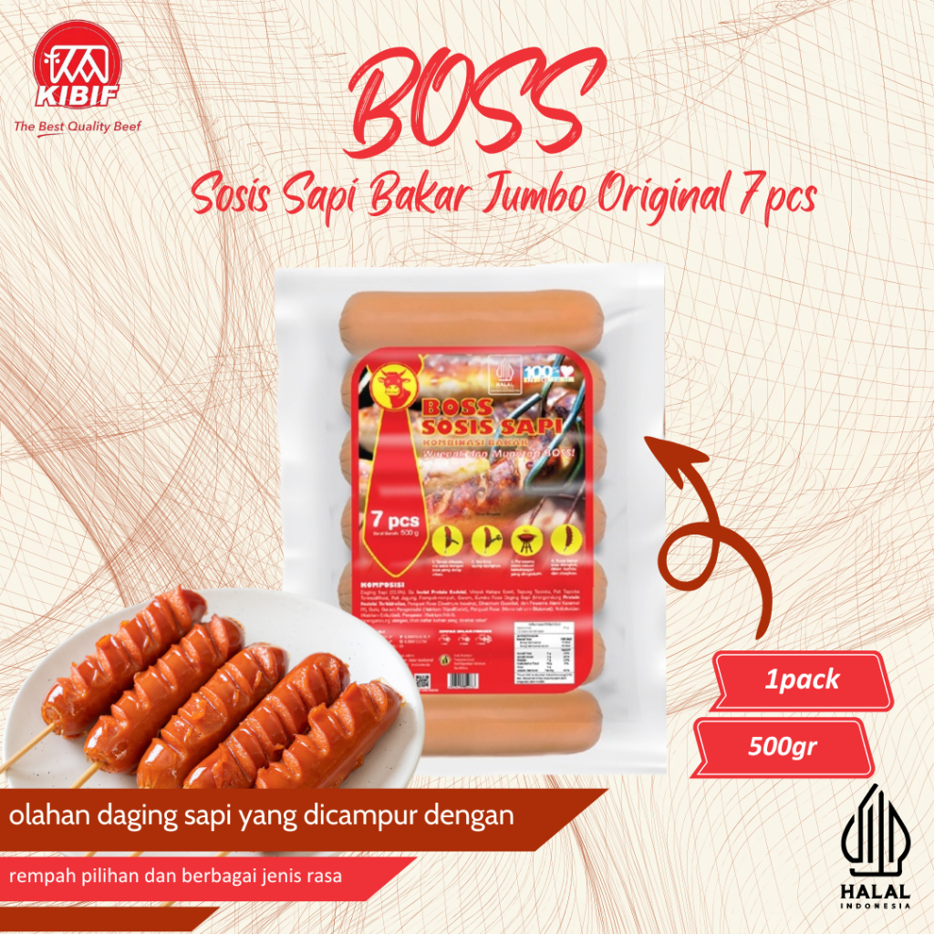 

BOSS Sosis Sapi Bakar Jumbo Original 7 Pcs