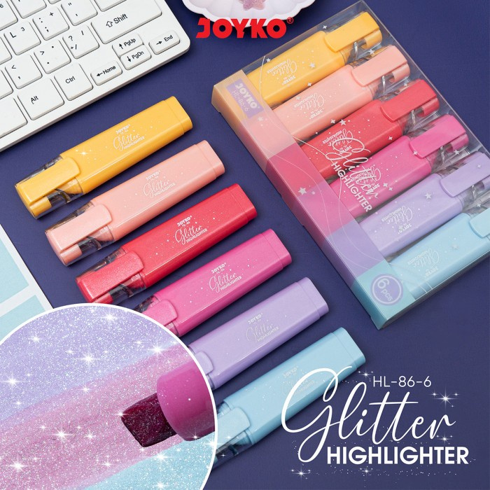 

Penanda Berwarna Highlighter Joyko HL-86 6 Warna Glitter