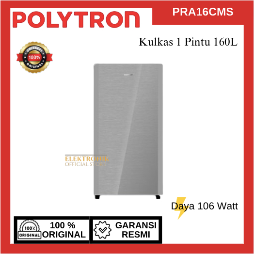 POLYTRON Kulkas 1 Pintu Belleza 160 liter PRA 16CMS/PRA-16CMS/PRA 16CMS/KULKAS 1 PINTU 160L/KULKAS B