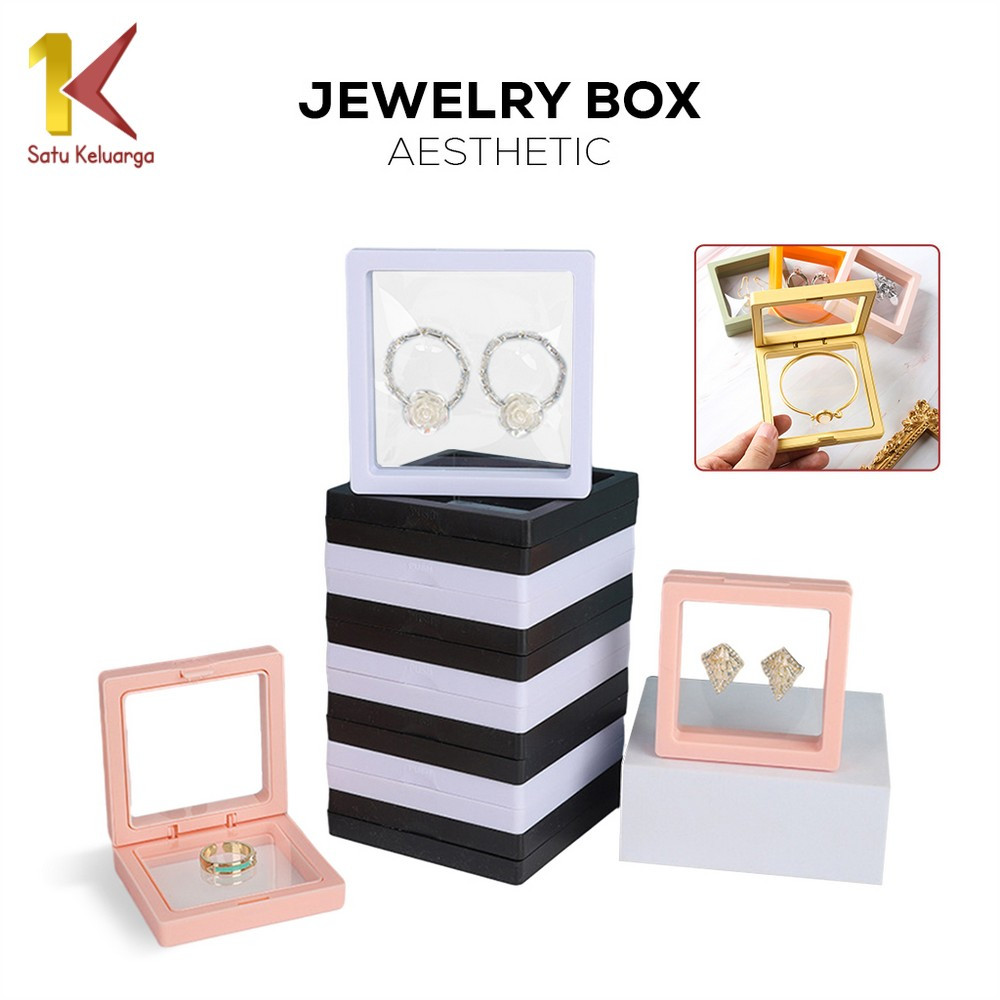 Satu Keluarga Kotak Display K171 Jewelry Box Aesthetic Kotak Penyimpanan Perhiasan Dengan Plastik Tr