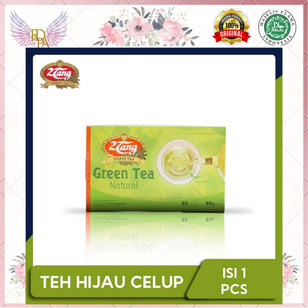 

2Tang Green Tea Natural Envelopes 50gr. Teh 2 Tang Celup Green Tea [1 box @25 Kantong/ 2 gr]