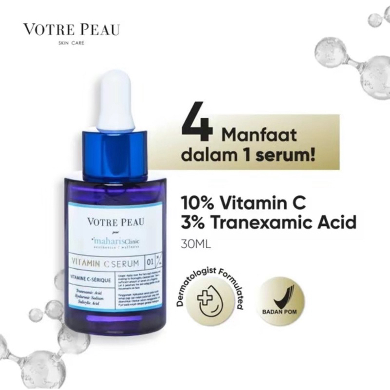 Votre Peau Vitamin C Serum Pour Maharis Clinic 30ml - Tranexamic Acid - Brightening Melembabkan kuli