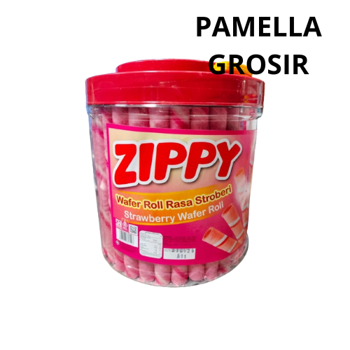 WAFER ROLL TOPLES ZIPPY STRAWBERRY SNACK LEBARAN JAJAN LEBARAN 330gr
