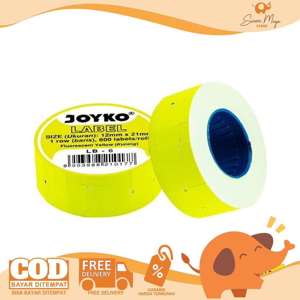 

Joyko Label LB-6 (1 Baris Yellow Fluo) DIJUAL PER SLOP ISI 10 ROLL Price Label Harga Murah Berkualitas