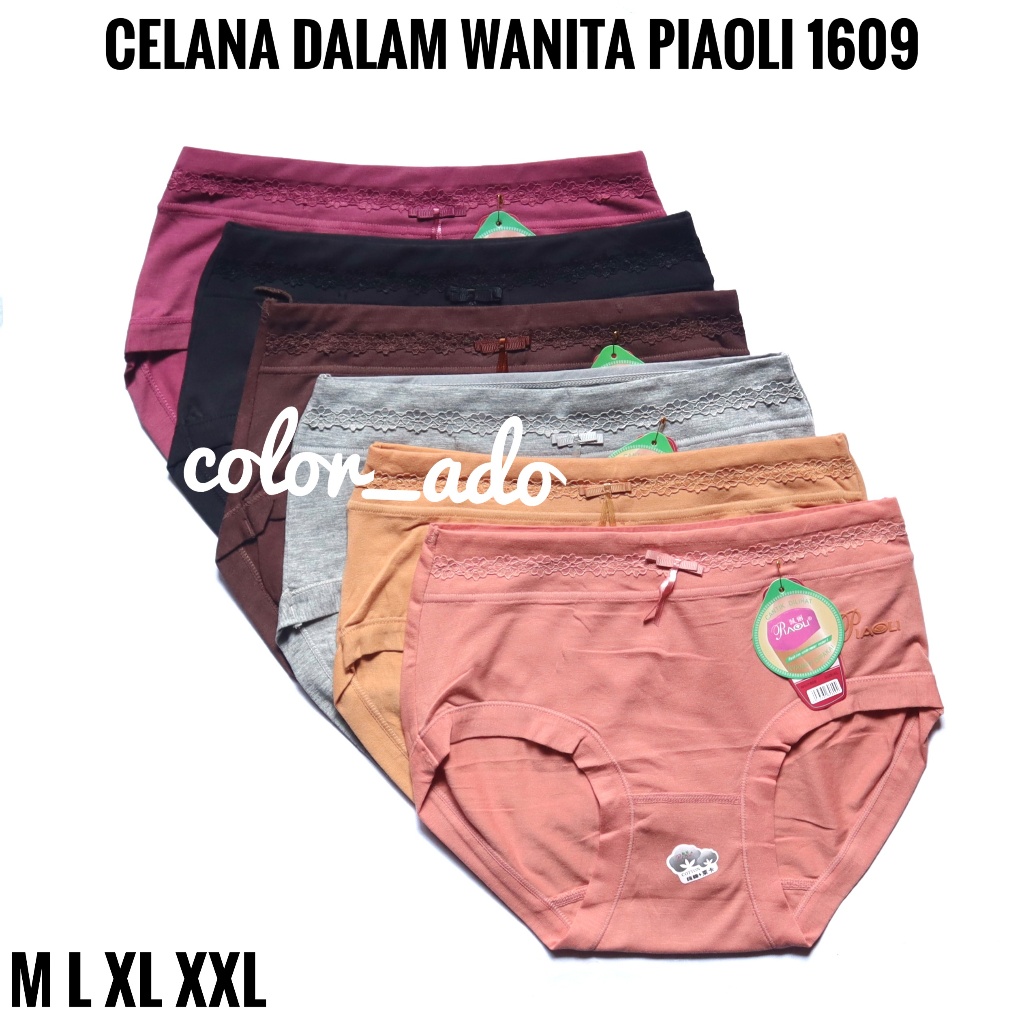 Isi 6 Celana Dalam Wanita PIAOLI 1609 CD Perempuan Katun