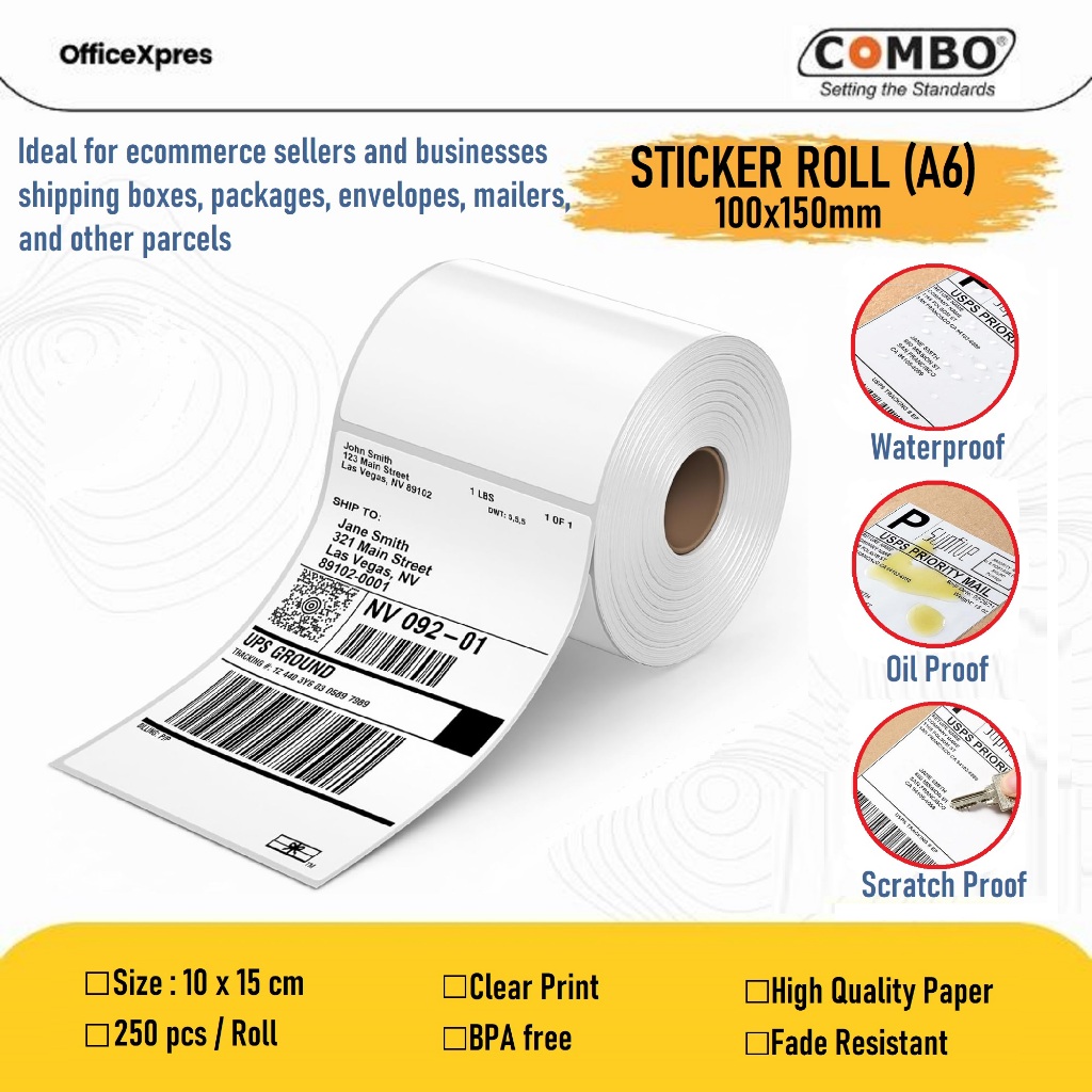 

Kertas Stricker Mesin Thermal ZEBRA / Barcode QR Sticker Label / Kertas Label Sticker / Stiker Thermal / LABEL STIKER THERMAL 100x150mm / Label thermal / Label pengiriman