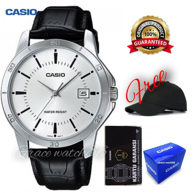 Jam tangan pria Casio mtp-v004l-7audf / Casio kulit mtp-v004l-7 jam tangan original