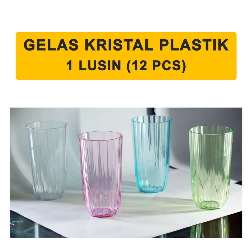 1 LUSIN / Gelas Kristal 207 per Lusin / Gelas Kristal Plastik 1 Lusin/ Gelas Bening Plastik / Gelas 