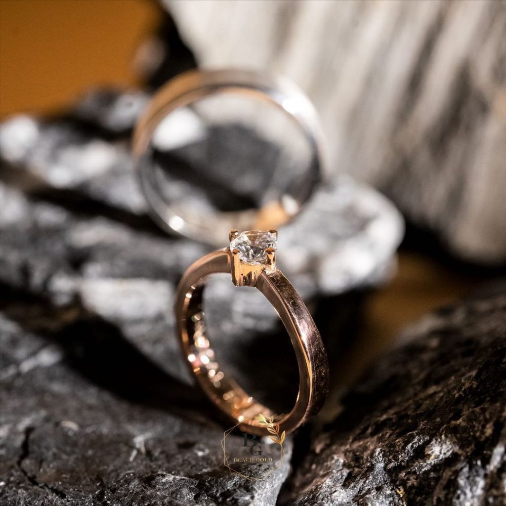 Rustic Ring Couple Perak/Silver Solitaire Ring Zircon Stone Cincin Kawin Cincin Perak Wedding Ring
