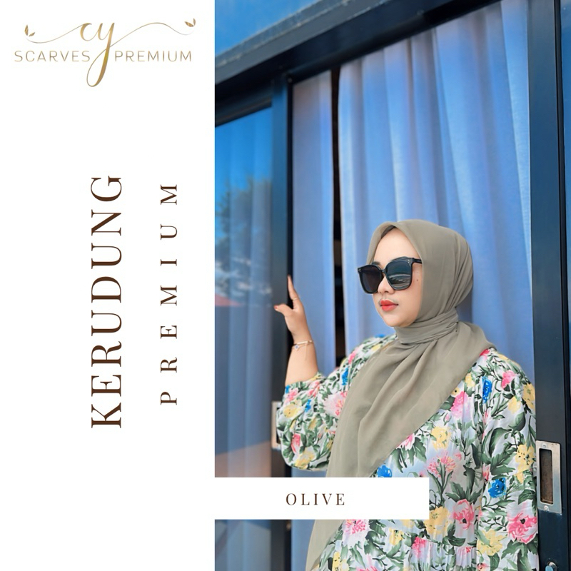 Hijab segi empat warna olive paris jepang luxcy 115x115