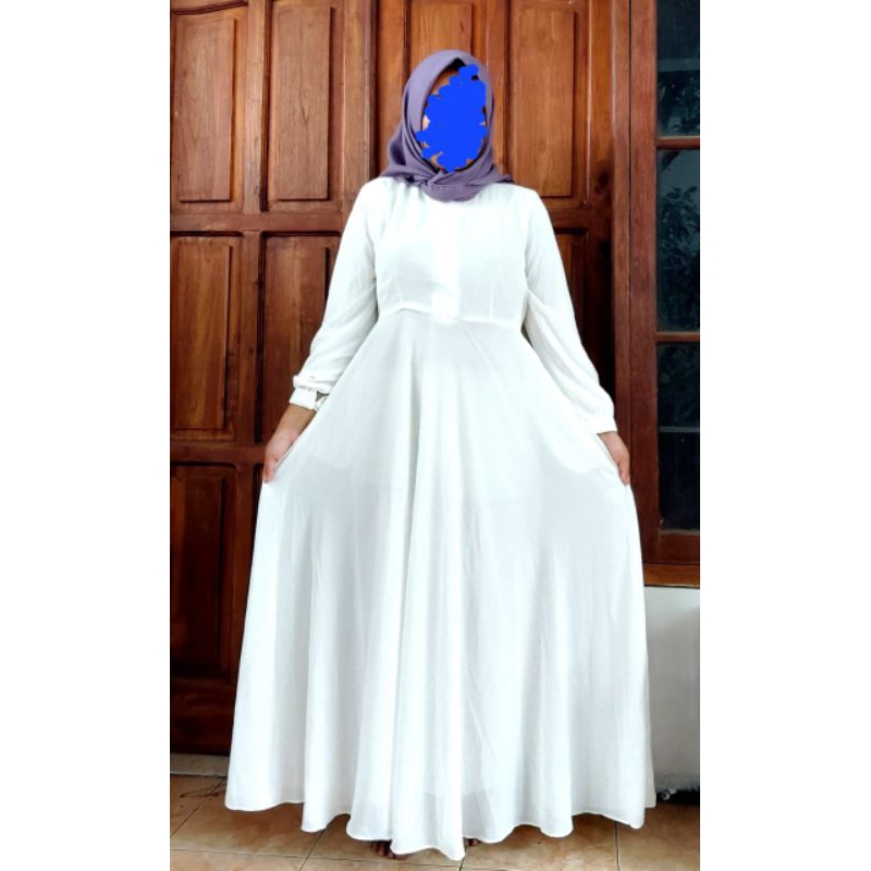gamis putih polos dress muslimah terbaru