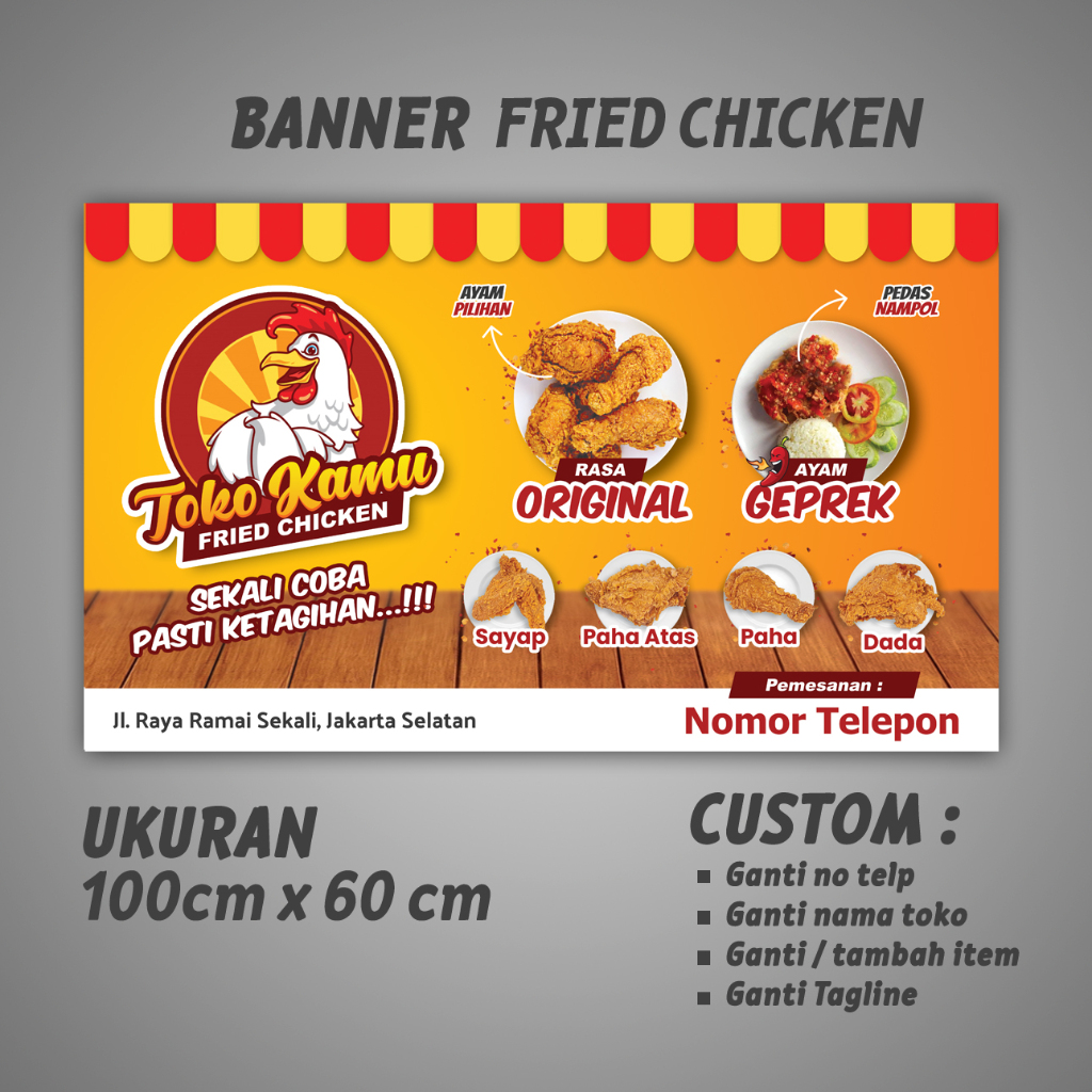 BANNER/SPANDUK UMKM FRIED CHICKEN (BISA CUSTOM)