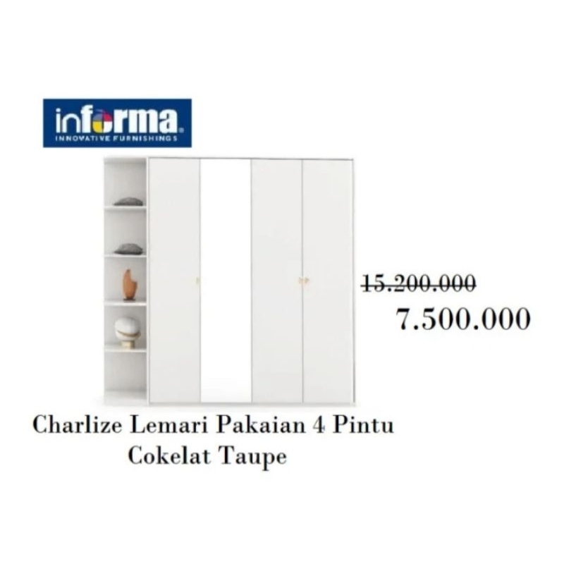 INFORMA  Charlize Lemari Pakaian 4 Pintu - Cokelat Taupe