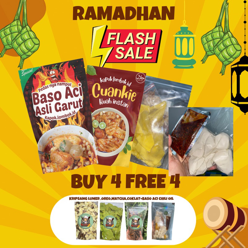 

beli 4 gratis 4 produk basreng,bakso aci,cuanki,pangsit ayam chili oil