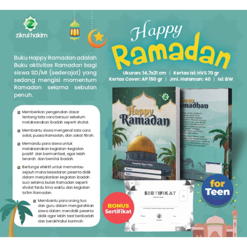 Buku Aktivitas Anak - Agenda  Ramadhan - Happy Ramadhan untuk SD