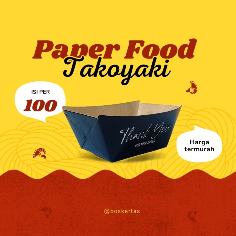 100 PCS - Wadah Kertas Box Dus Packing Makanan TAKOYAKI KENTANG AYAM