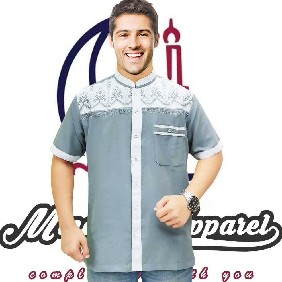 YPV448 ORIGINAL Baju Koko Pria Dewasa Bordir Lengan Pendek Baju Koko Bahan Katun Adem