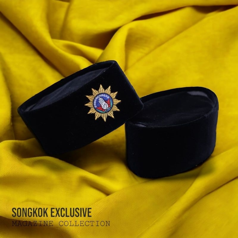 peci songkok hitam logo bordir tapak suci merk UMMA exclusive bahan bludru falcon tinggi 8, 9, 10 cm