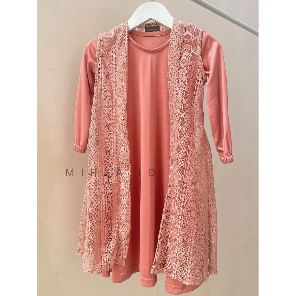 Inner Outer Set Gamis Anak Brokat Kekinian