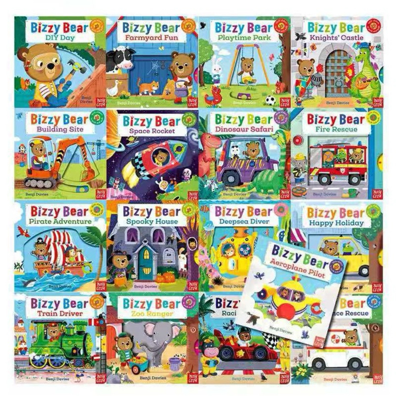 Bizzy Bear Board Book Push Pull Slide Campbell Usborne Zoo Dinosaur Space DIY Cars Train Ambulance