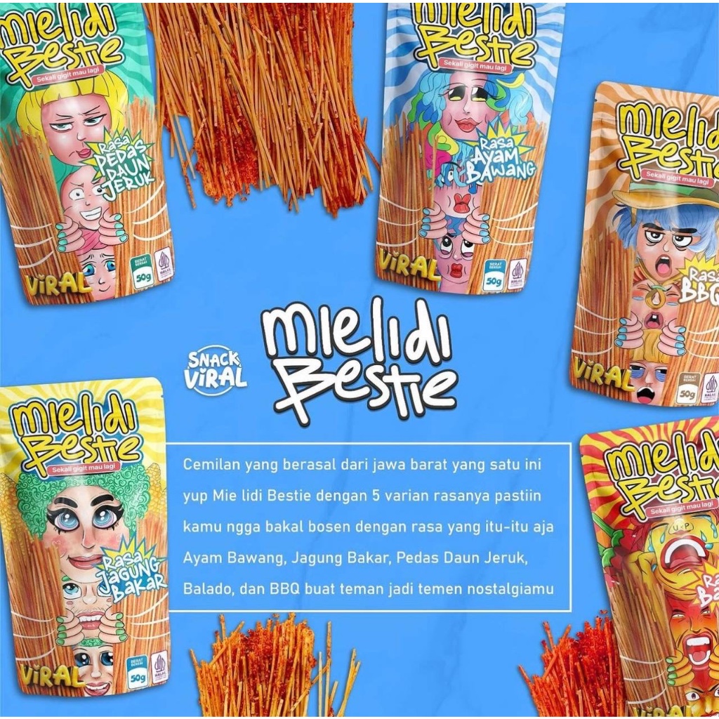 

Snack Viral Mie Lidi BESTie - 50 gram - Jajanan, Cemilan Kekinian Mie Lidi