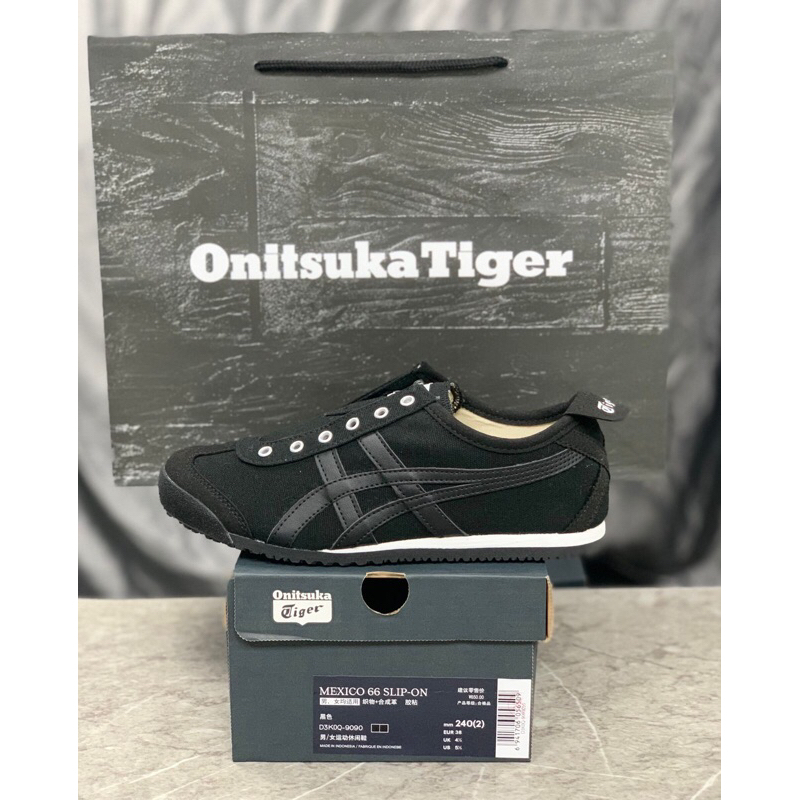 Onitsuka Tiger Mexico 66 Black Slip On 100% Original Material