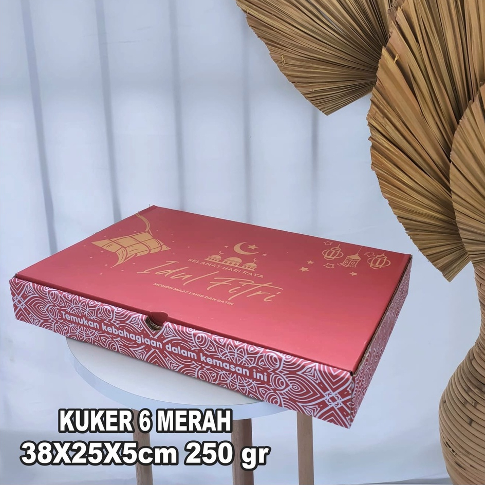 

38X25X5cm/ KARDUS KUKER ISI 6 @250gram/ KARDUS BOX KUE/ HAMPERS LEBARAN IDUL FITRI