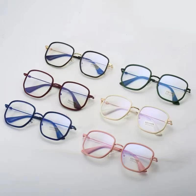 Kacamata Anti Radiasi 6637 Kaca Mata Poligonal Wanita Pria Frame Sunglasses Lensa Transparan Fashion