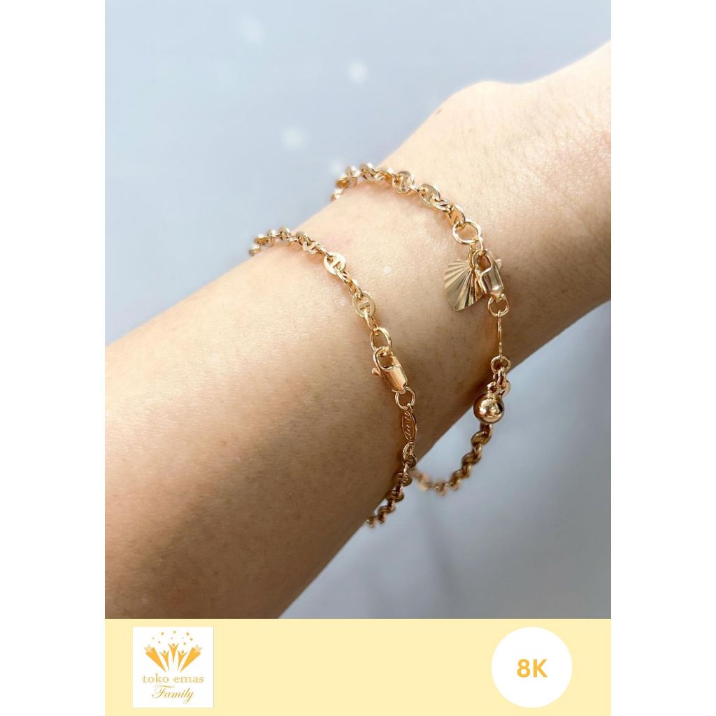 Gelang Emas Kadar 375 (8K) Model Havana Chain  1 - 4 gram an