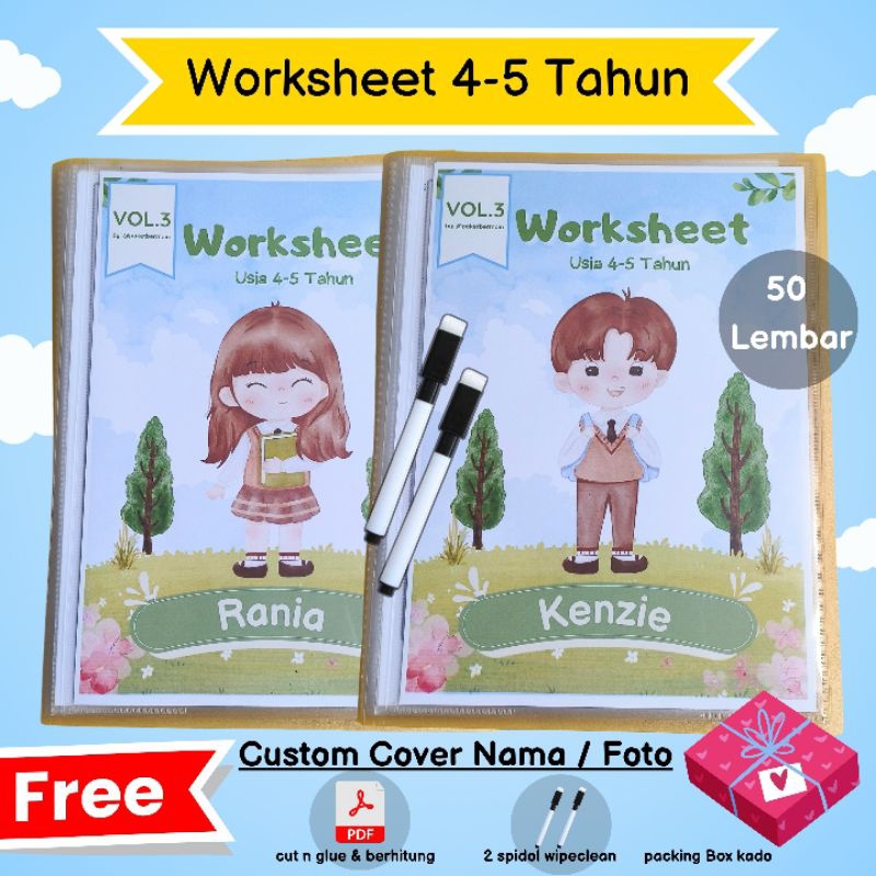 Worksheet Anak TK, Worksheet untuk anak 4 tahun, Worksheet untuk anak 5 tahun, Buku aktivitas pertam
